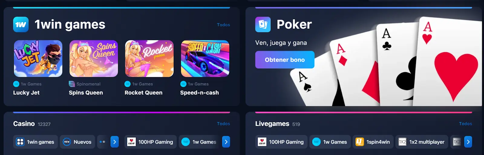Disfruta de todos los juegos disponibles juegos 1win