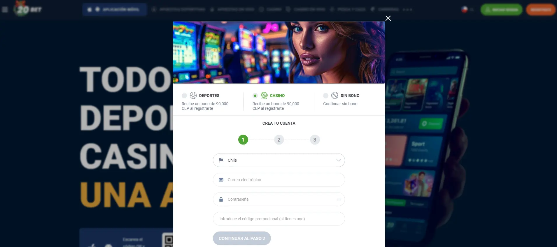 Registrar una cuenta 20Bet 20Bet registro