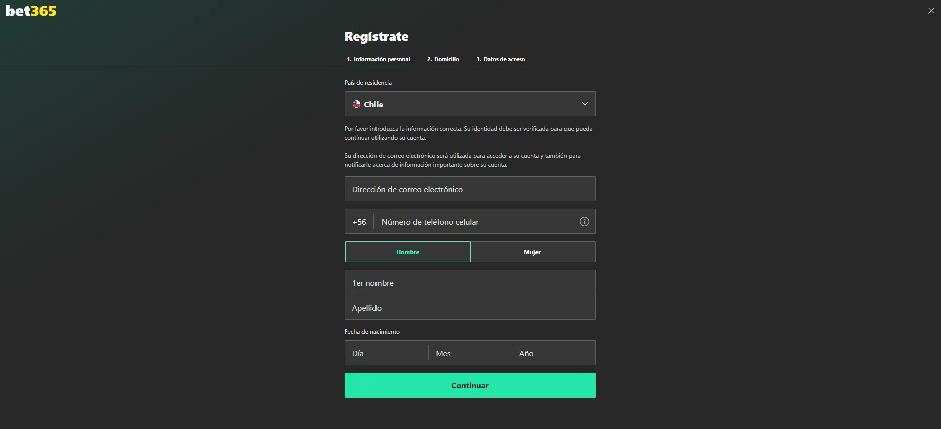 Registrar una cuenta Bet365 Bet365 registro