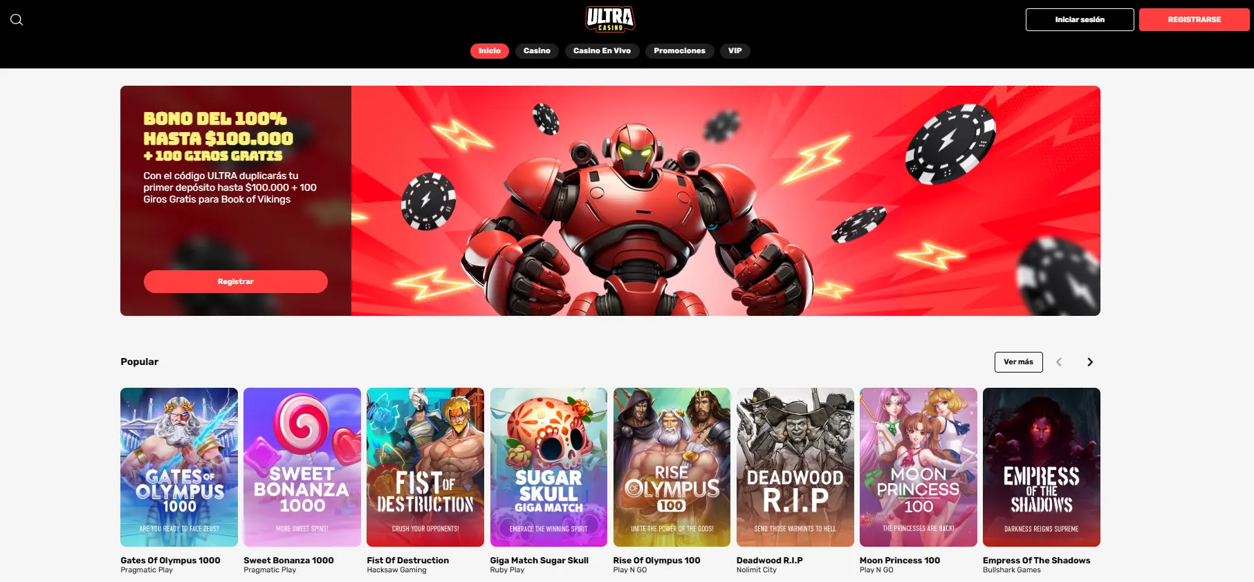 Sitio oficial del casino Ultra UltraCasino