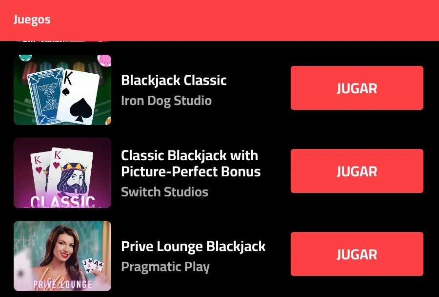 Juegos de blackjack en Ultra Casino Blackjack Ultra Casino