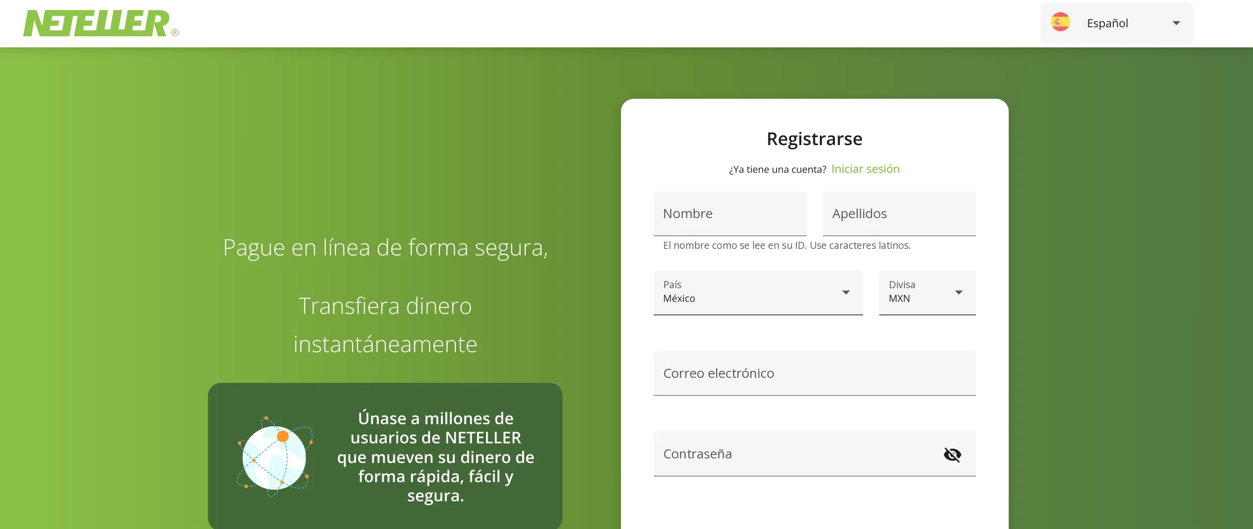 Es muy fácil abrir una cuenta en Neteller Neteller registro